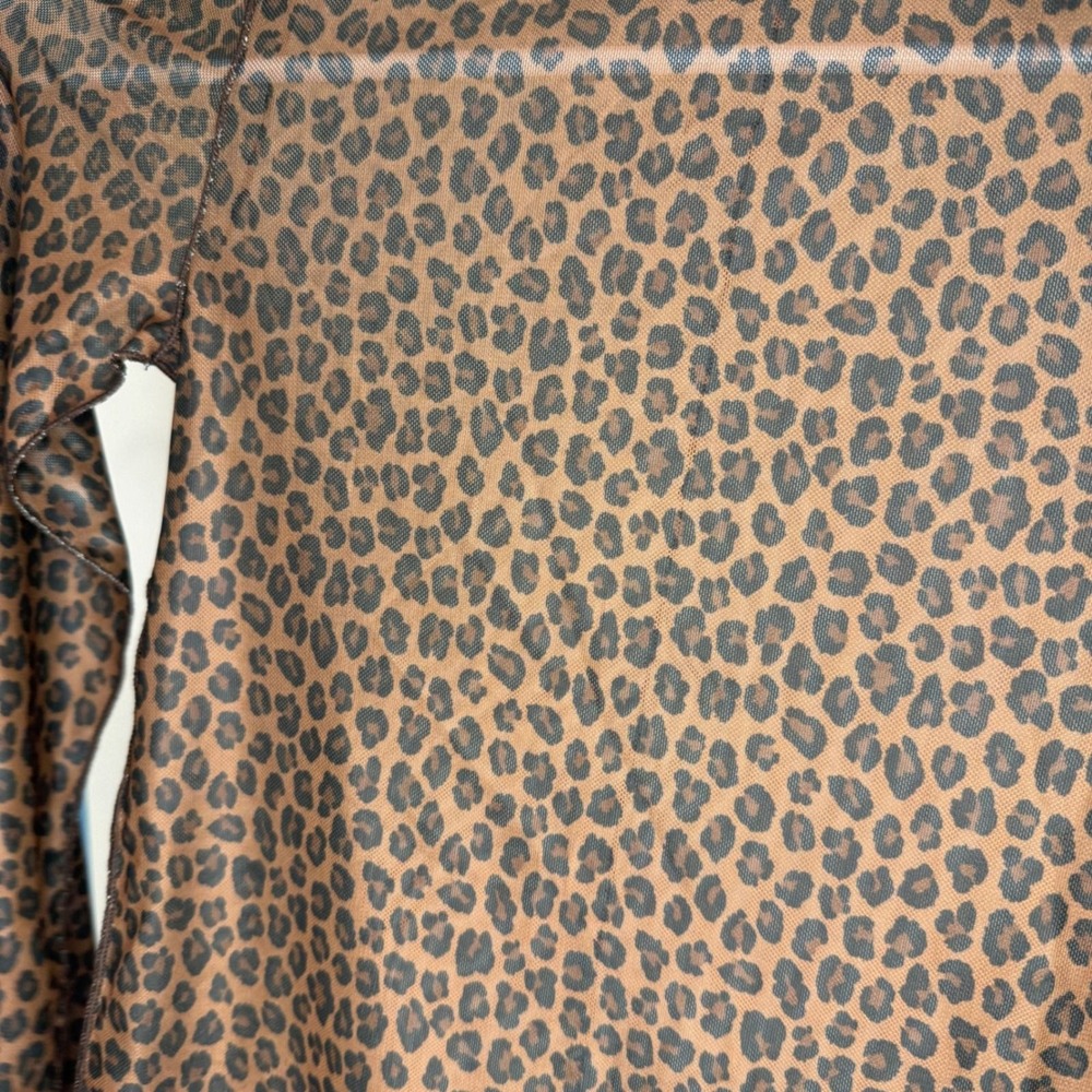 Altar'd State Leopard Print Mesh Mock Neck Long Sleeve Top‎ Brown Size XS NWT - Picture 4 of 5